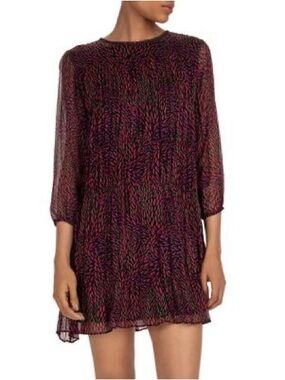 Ba&Sh Grace Tiered Shift Mini Dress In Multi Color Size XS